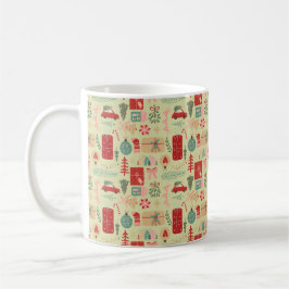 Mug Illustration verte de la menthe rose pâle de Noël