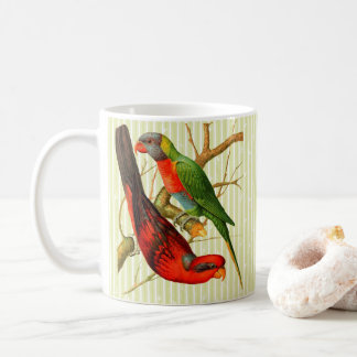 Mug Illustration Vintage colorée de perroquets rouges