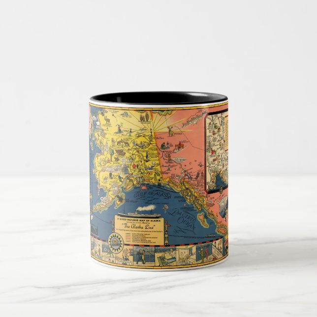 Mug Illustration Vintage de l'Alaska (Centre)