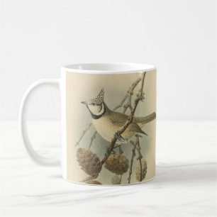 Mug Illustration vintage de l'European Crested Tit