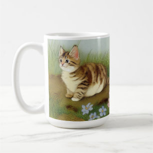 Mug Illustration vintage Kitten avec fleurs