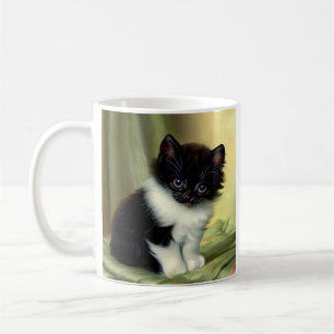 Mug Illustration vintage Tuxedo Kitten