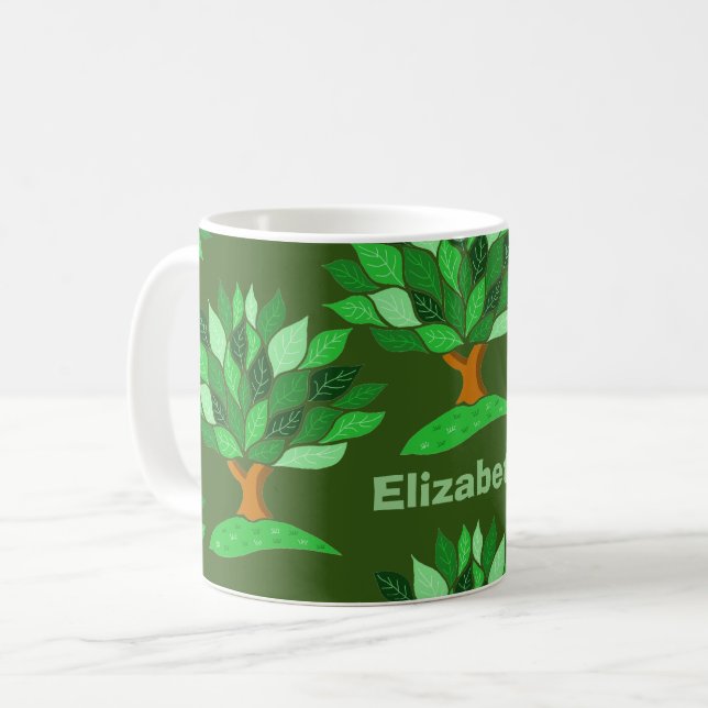 Mug Illustrations d'arbre avec Motif Feuille. Ajouter  (Devant gauche)