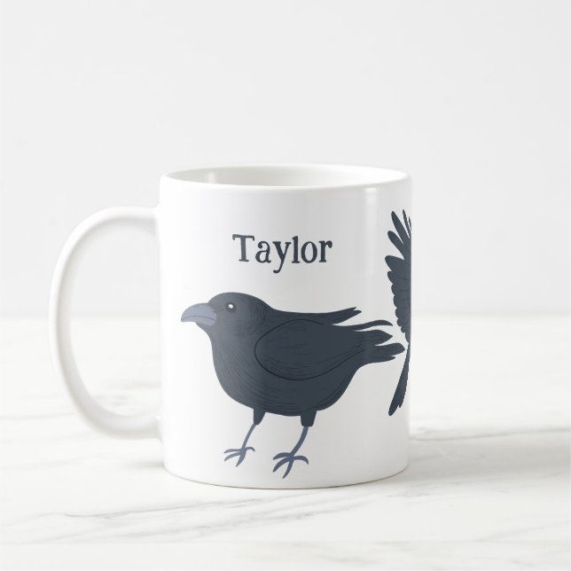 Mug Illustrations de Black Crows Birds Personnalisées (Gauche)