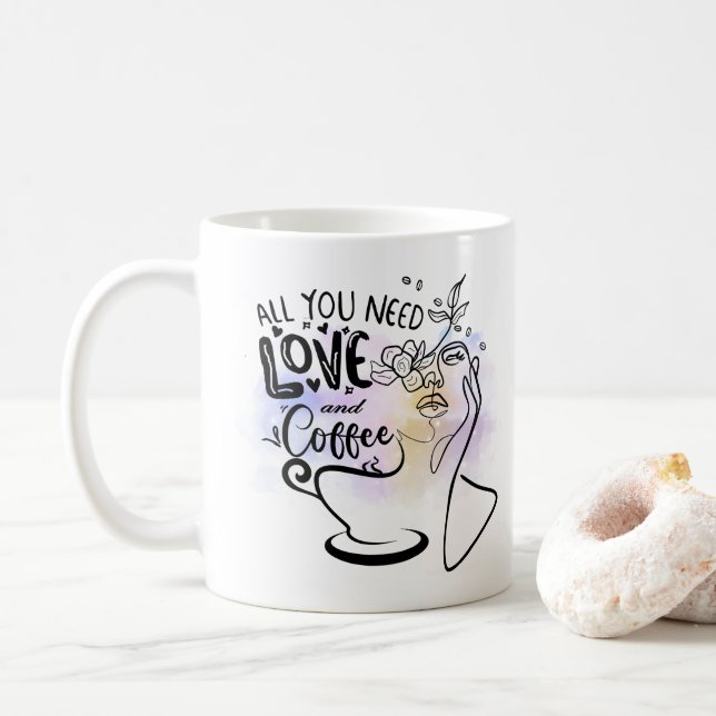 Mug Illustrations esthétiques, Café de fille (Avec donut)