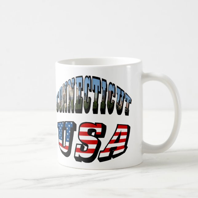 Mug Image Connecticut et texte d'indicateur USA (Droite)