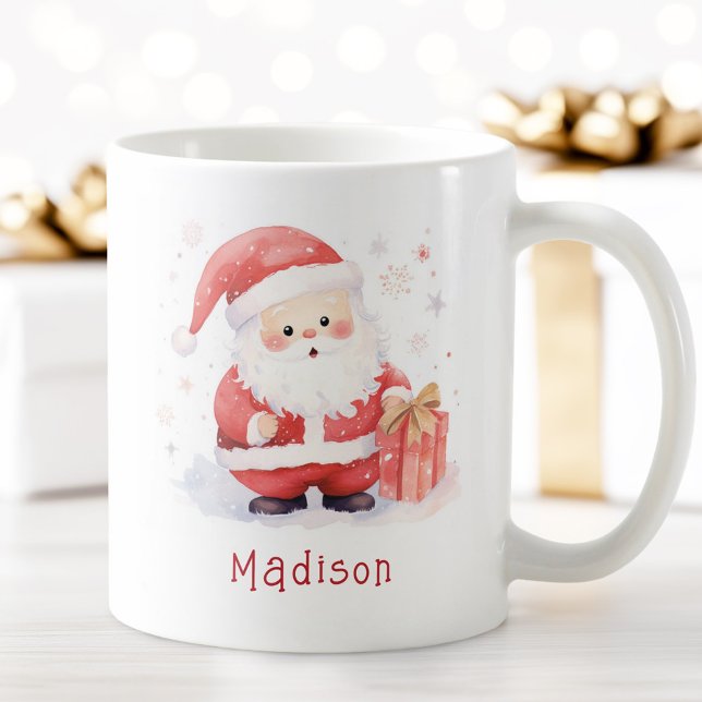 Mug Image d'aquarelle Père Noël mignonne nom personnal (Créateur téléchargé)