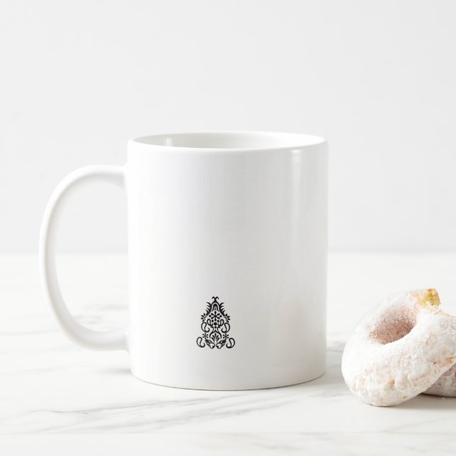 Mug image en noir et blanc d'un design orné (Avec donut)