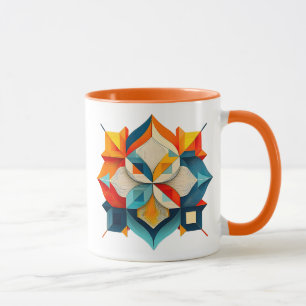 Mug Image géométrique symétrique avec formes colorées.