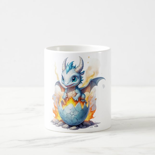 Mug Imaginaire de dragon bleu à éclos (Centre)