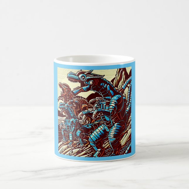 Mug Imaginaire Dinosaure Robots Anime - Woodcut 3 (Centre)