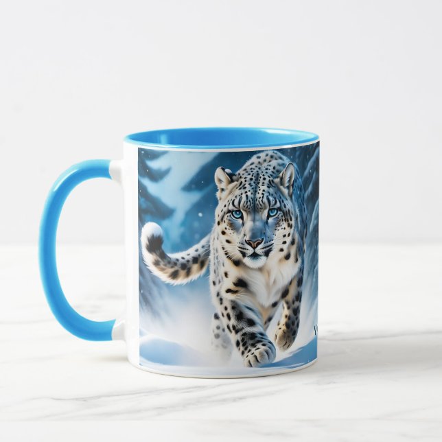 Mug Imaginaire mignon léopard de neige en course (Gauche)