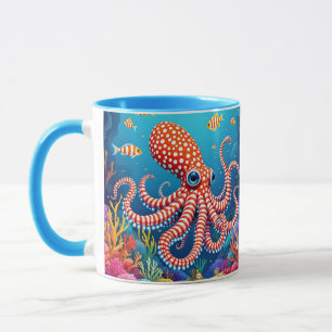 Mug Imaginaire Mignonne À damiers Octopus Mer