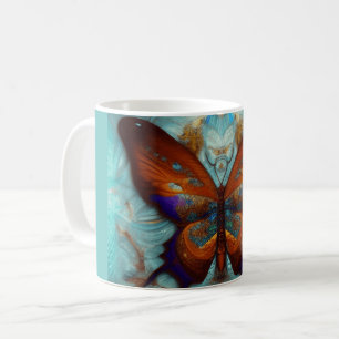 Mug Imaginaire Steampunk Orange Butterfly Aqua Aquarel