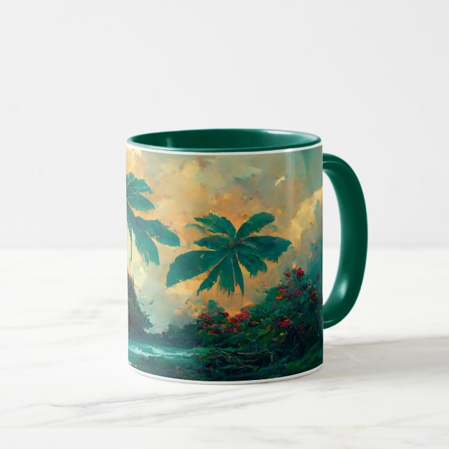Mug Imaginaire tropical Mer & Palmiers (Devant droit)