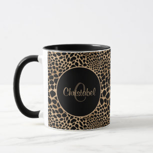 Mug Impression Animale Taches de Léopard Noir & Brun N
