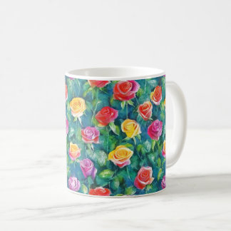 Mug Impression d'aquarelle de jardin de roses romantiq
