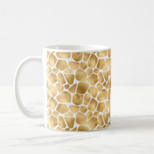 Mug Impression de girafe blanc et or