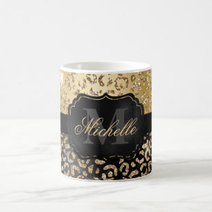 Mug Impression de taches de léopard en faux paillettes