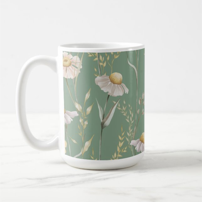 Mug Impression du pays du chalet de prairie sur vert (Gauche)