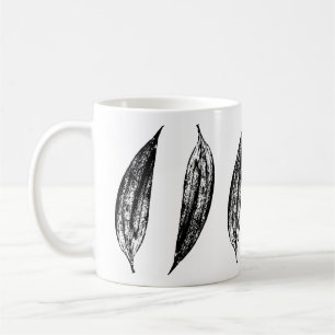 Mug Impression feuille de lys blanc noir et blanc