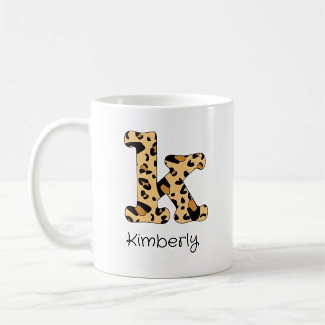 Mug Impression léopard initiale k minuscule et nom (Gauche)