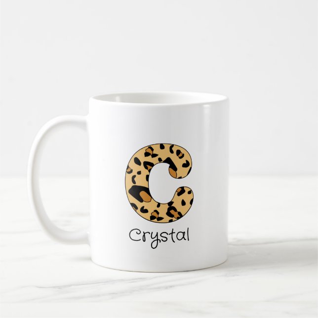 Mug Impression léopard initiale minuscule c et nom (Gauche)