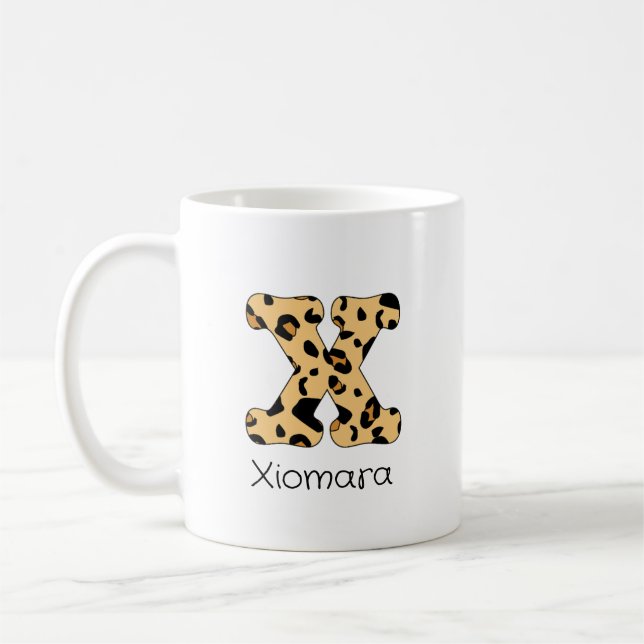 Mug Impression léopard initiale x minuscule et nom (Gauche)