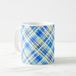 Mug Imprimé à carreaux jaune et bleu clair
