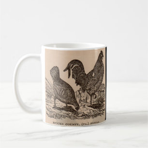 Mug Imprimé au 19e siècle Bucks Comté poulets poulets