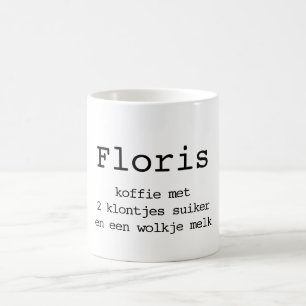 Mug Imprimé avec le nom et les instructions de café