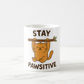 Mug Imprimé de citation inspirante "Restez pawsitif"