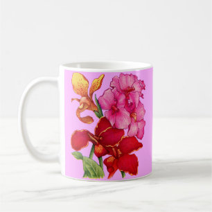 Mug imprimé de fleurs de canna