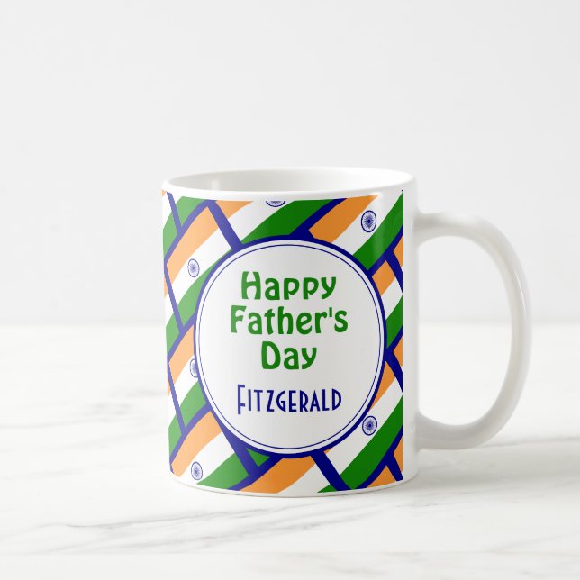 Mug INDIA DRAPEAU Happy Fête des pères Customisé BLEU (Droite)
