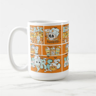 Mug Infirmière amusante Halloween Carreaux orange Basi