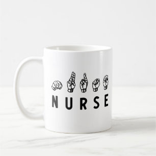 Mug Infirmière ASL langue des signes main Nurse Grad R