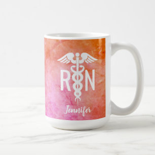 Mug Infirmière colorée RN Pink Aquarelle personnalisée