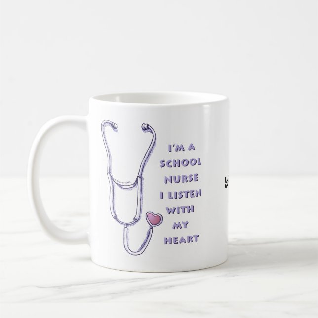 Mug Infirmière de l'école de coeur Stethoscope (Gauche)