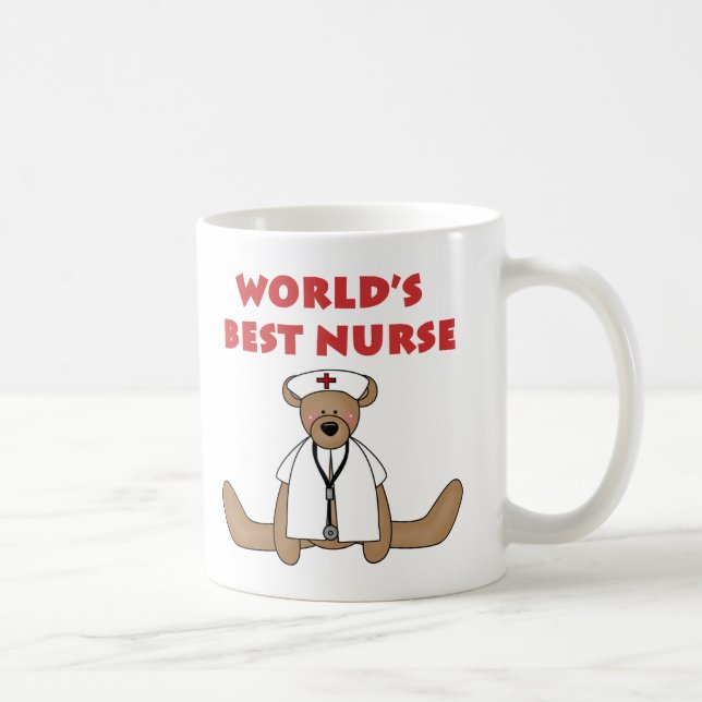 Mug Infirmière du monde d'ours la meilleure (Droite)