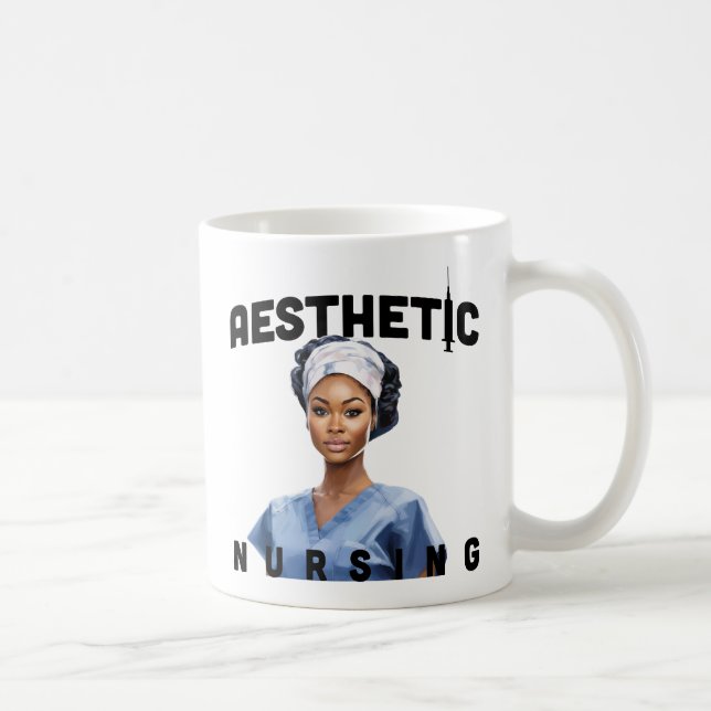 Mug infirmière esthétique noire nom personnalisé rn ca (Droite)