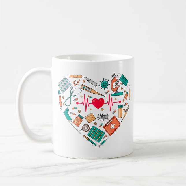 Mug Infirmière Infirmière Outil Coeur (Gauche)
