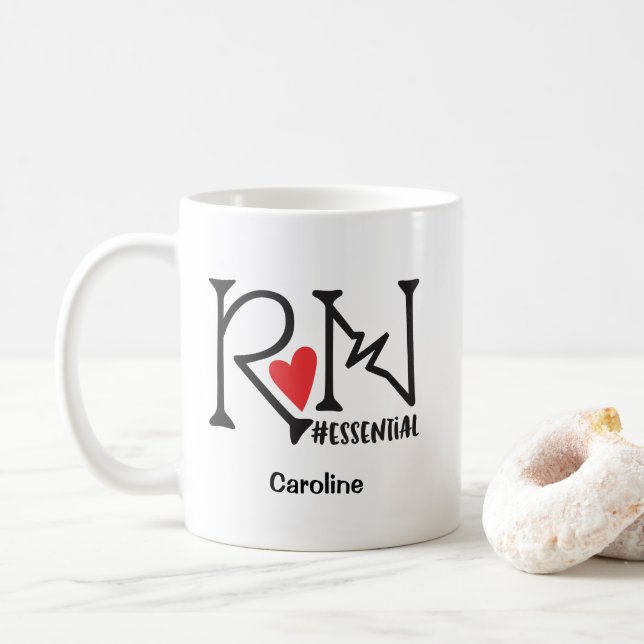 Mug Infirmière inscrite à la RN Nom du personnel essen (Avec donut)