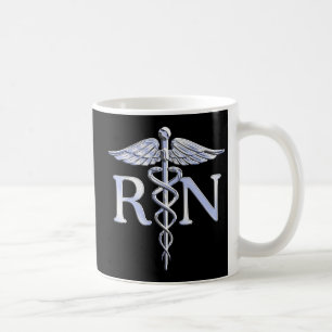 Mug Infirmière inscrite RN Silver Caduceus Snakes Blac
