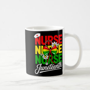 Mug Infirmière Juneteenth noire fière de la santé trav