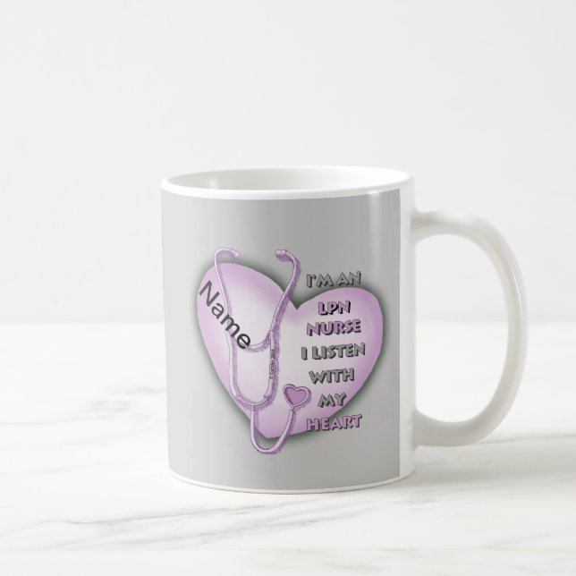 Mug Infirmière LPN du coeur pourpre (Droite)