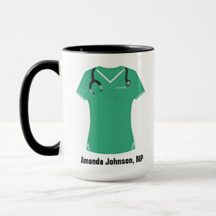 Mug Infirmière NP personnalisée Praticien Aqua Scrubs 