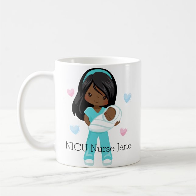 Mug Infirmière personnalisée de l'Afro-américain NICU (Gauche)