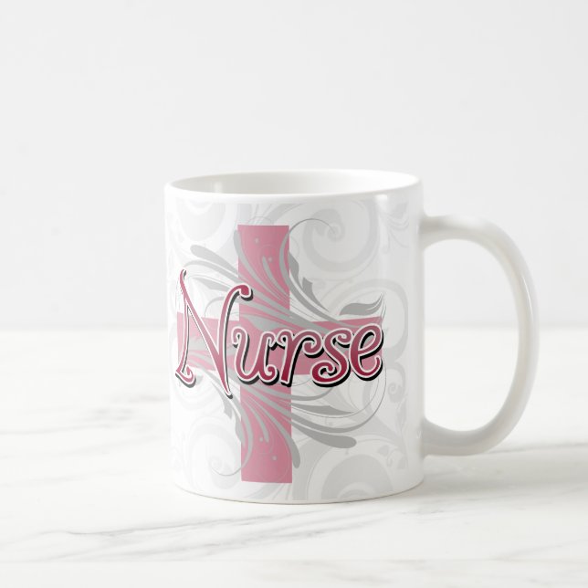 Mug Infirmière rose de croix/remous (Droite)