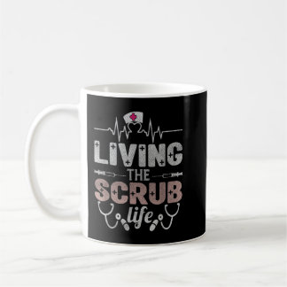 Mug Infirmière Vivre La Vie Scrub Coeur Éthéthoscope