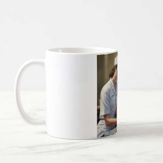 Mug Infirmières : Brassées avec soin - Le café ultime (Gauche)